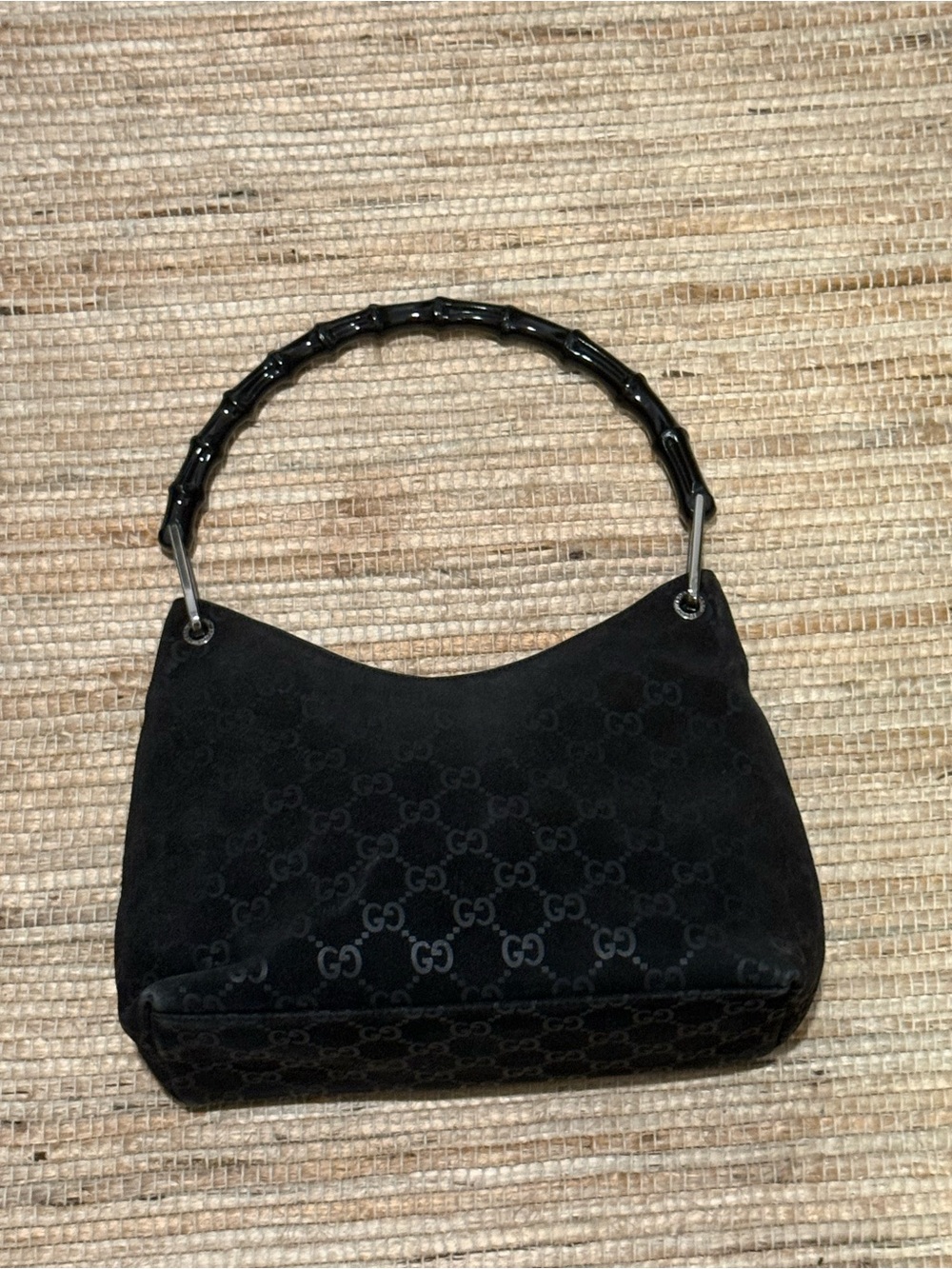 TOM FORD x GUCCI Monogram Bamboo Handle Suede Hobo Bag - Picture 3 of 8